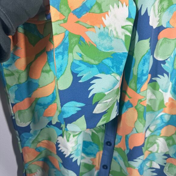 Isaac Mizrahi Live Top Women 6 NWOT Blue Button Up Floral Long Sleeve Modest - Picture 7 of 7